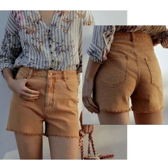 Anthropologie Pilcro Ultra High Rise Denim Shorts in Ochre, Sz 26, Boho Festival - Picture 1 of 11